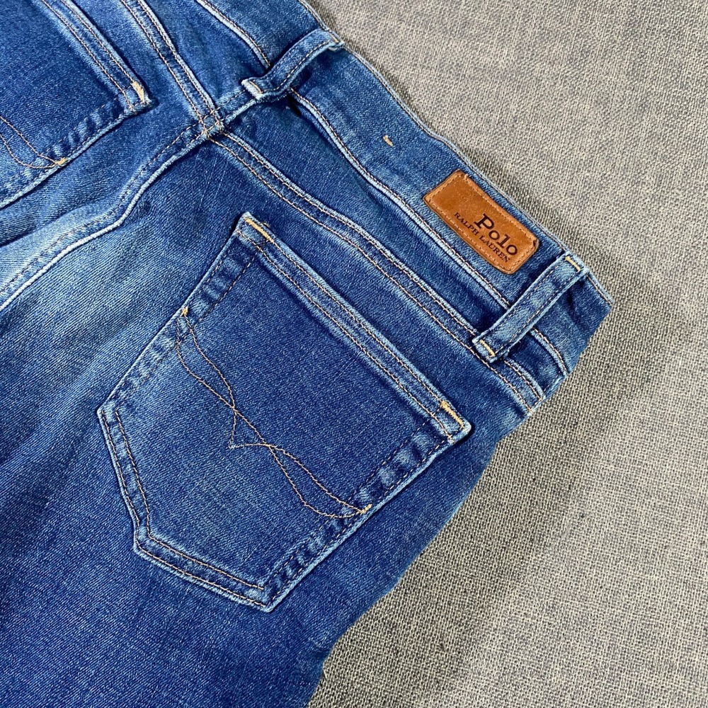Polo Ralph Lauren Tompkins‎ Skinny Crop Jeans Distressed Blue Denim Size 27